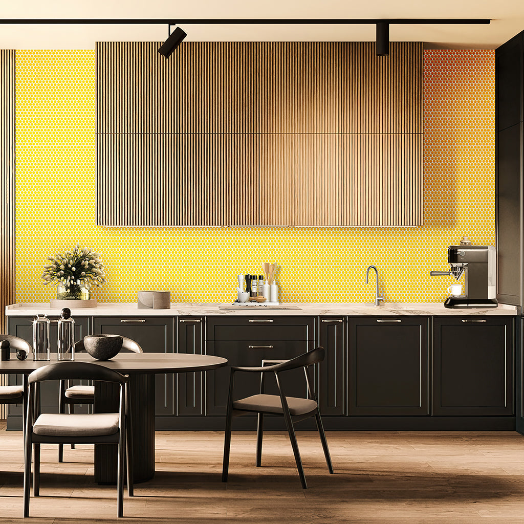 Yellow 12x12 Glossy Penny Round Porcelain Mosaic Tile (10 pack, 9.87 sq ft/case)