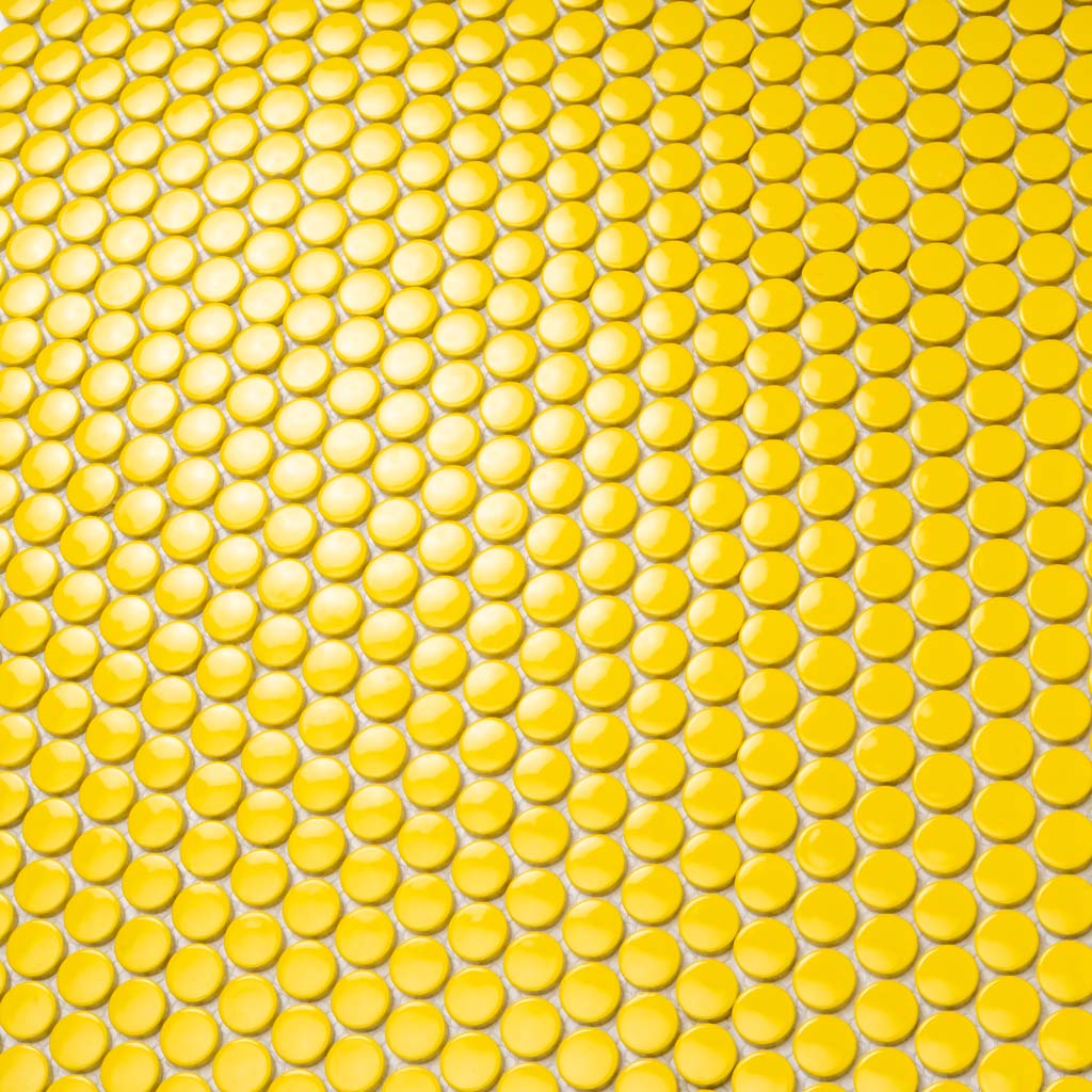 Yellow 12x12 Glossy Penny Round Porcelain Mosaic Tile (10 pack, 9.87 sq ft/case) - Sample