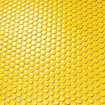 Yellow 12x12 Glossy Penny Round Porcelain Mosaic Tile (10 pack, 9.87 sq ft/case) - Sample
