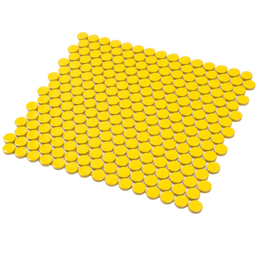 Yellow 12x12 Glossy Penny Round Porcelain Mosaic Tile (10 pack, 9.87 sq ft/case)