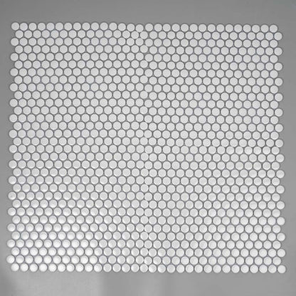 Cotton White 12x12 Glossy Penny Round Porcelain Mosaic Tile (10 pack, 9.87 sq ft/case) - Sample