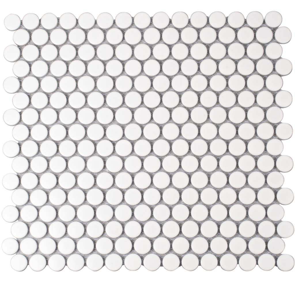 Pearl White 12x12 Matte Penny Round Porcelain Mosaic Tile (10 pack, 9.87 sq ft/case)
