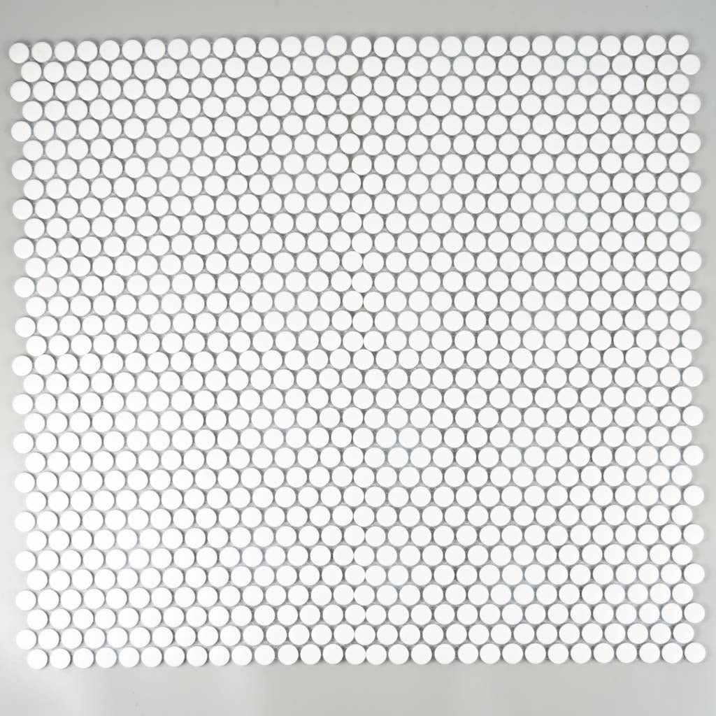 Pearl White 12x12 Matte Penny Round Porcelain Mosaic Tile (10 pack, 9.87 sq ft/case)