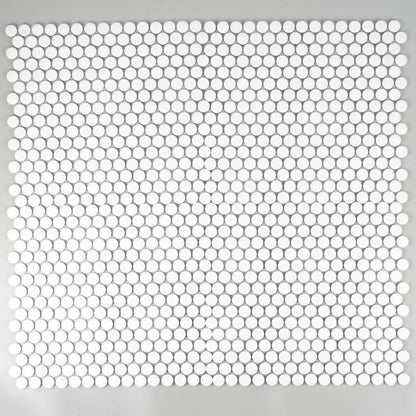 Pearl White 12x12 Matte Penny Round Porcelain Mosaic Tile (10 pack, 9.87 sq ft/case) - Sample