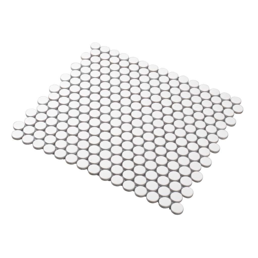 Pearl White 12x12 Matte Penny Round Porcelain Mosaic Tile (10 pack, 9.87 sq ft/case)