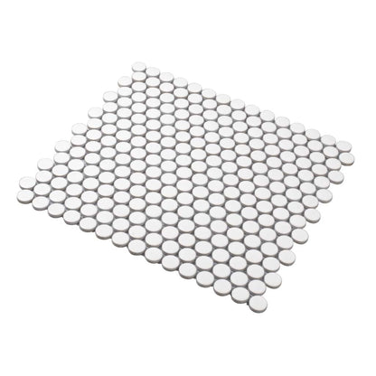 Pearl White 12x12 Matte Penny Round Porcelain Mosaic Tile (10 pack, 9.87 sq ft/case) - Sample