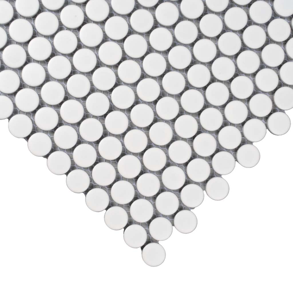 Pearl White 12x12 Matte Penny Round Porcelain Mosaic Tile (10 pack, 9.87 sq ft/case)