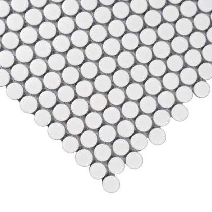 Pearl White 12x12 Matte Penny Round Porcelain Mosaic Tile (10 pack, 9.87 sq ft/case) - Sample