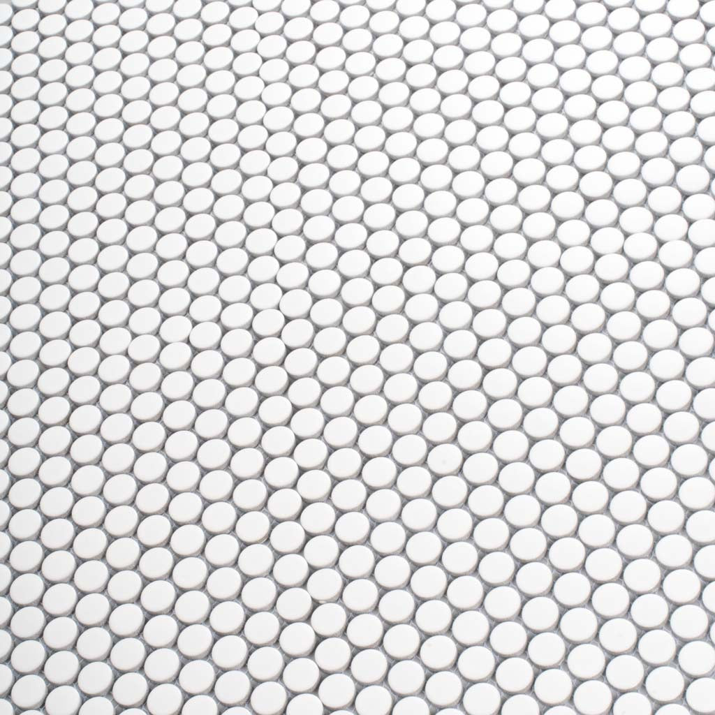 Pearl White 12x12 Matte Penny Round Porcelain Mosaic Tile (10 pack, 9.87 sq ft/case)