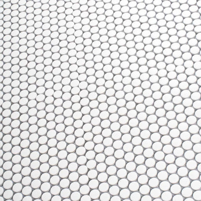 Pearl White 12x12 Matte Penny Round Porcelain Mosaic Tile (10 pack, 9.87 sq ft/case) - Sample