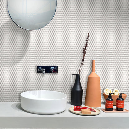 Pearl White 12x12 Matte Penny Round Porcelain Mosaic Tile (10 pack, 9.87 sq ft/case)