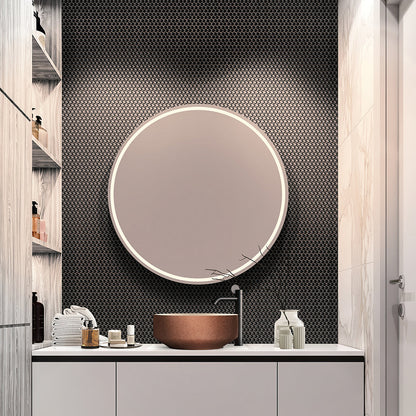 Black 12x12 Glossy Penny Round Porcelain Mosaic Tile (10 pack, 9.87 sq ft/case)
