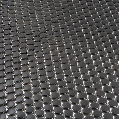 Black 12x12 Glossy Penny Round Porcelain Mosaic Tile (10 pack, 9.87 sq ft/case)