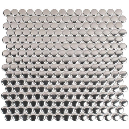 Metallic Silver 12x12 Glossy Penny Round Porcelain Mosaic Tile (10 pack, 9.87 sq ft/case)