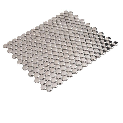 Metallic Silver 12x12 Glossy Penny Round Porcelain Mosaic Tile (10 pack, 9.87 sq ft/case)