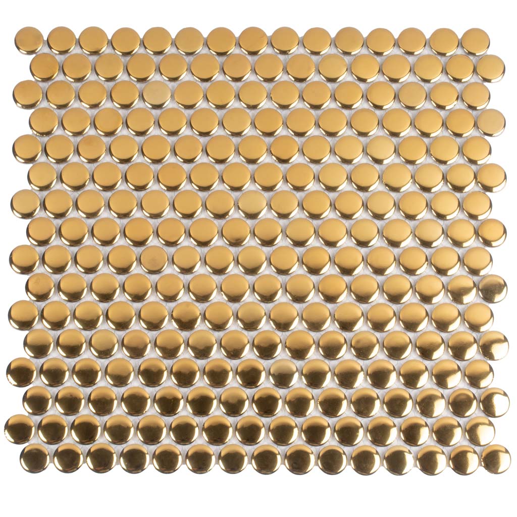 Gold 12x12 Glossy Penny Round Porcelain Mosaic Tile (10 pack, 9.87 sq ft/case)