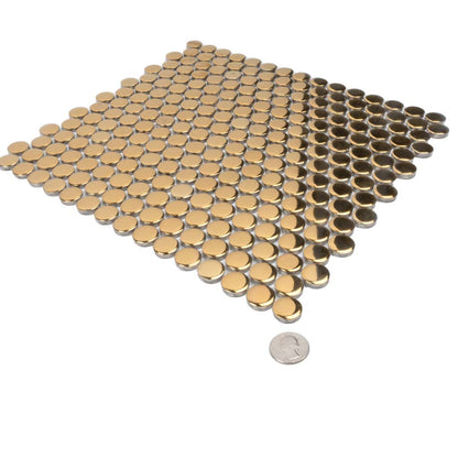 Gold 12x12 Glossy Penny Round Porcelain Mosaic Tile (10 pack, 9.87 sq ft/case)