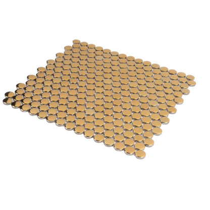 Gold 12x12 Glossy Penny Round Porcelain Mosaic Tile (10 pack, 9.87 sq ft/case)