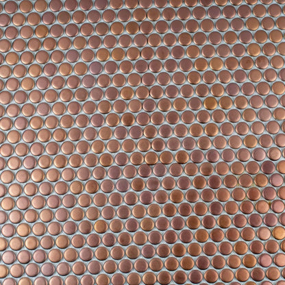 Copper Gold 12x12 Matte Penny Round Porcelain Mosaic Tile (10 pack, 9.87 sq ft/case) - Sample