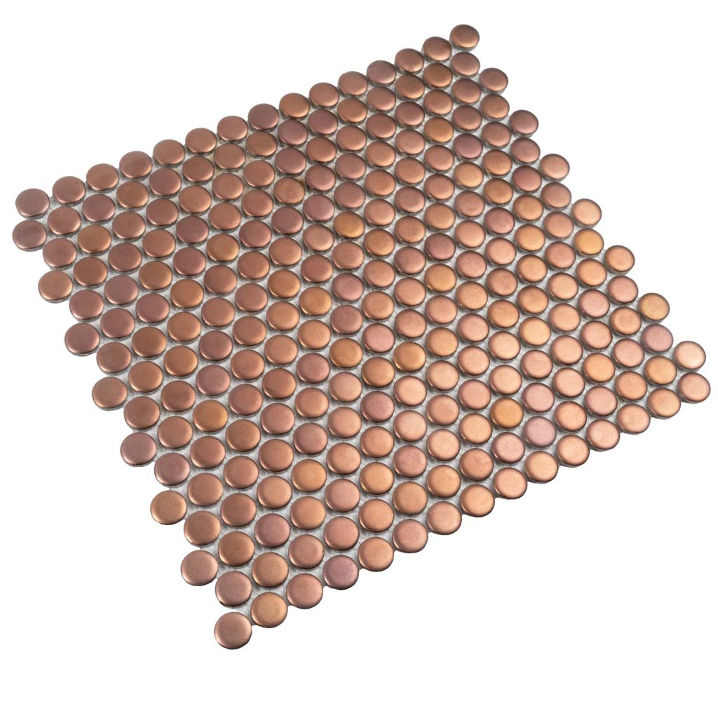 Copper Gold 12x12 Matte Penny Round Porcelain Mosaic Tile (10 pack, 9.87 sq ft/case) - Sample