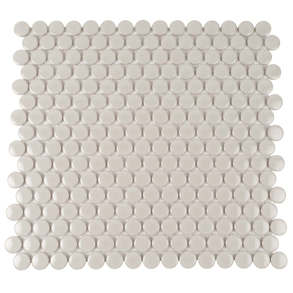 Portland Gray 12x12 Glossy Penny Round Porcelain Mosaic Tile (10 pack, 9.87 sq ft/case) - Sample
