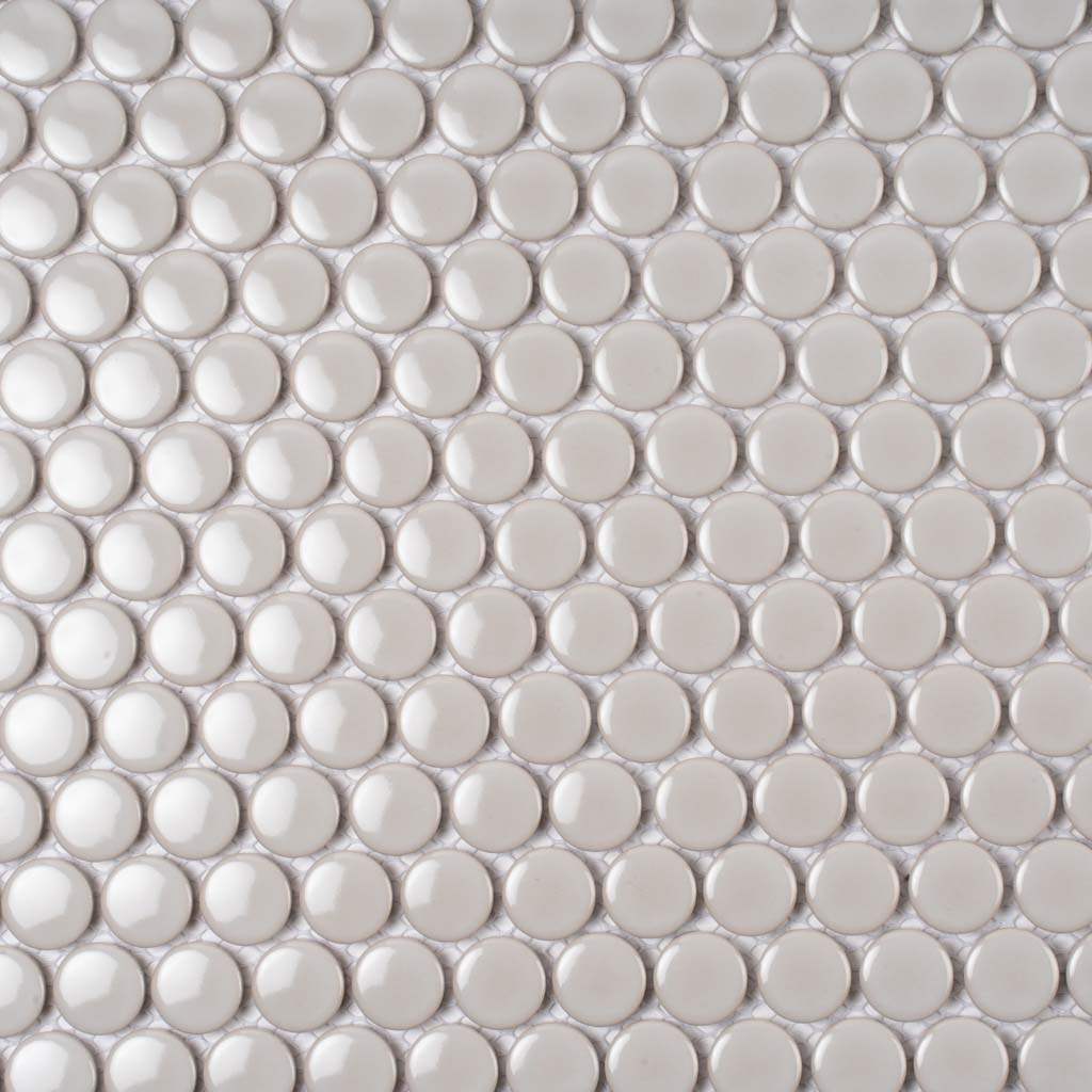 Portland Gray 12x12 Glossy Penny Round Porcelain Mosaic Tile (10 pack, 9.87 sq ft/case) - Sample