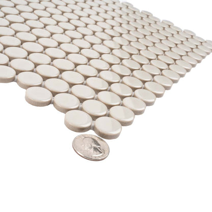 Portland Gray 12x12 Glossy Penny Round Porcelain Mosaic Tile (10 pack, 9.87 sq ft/case) - Sample