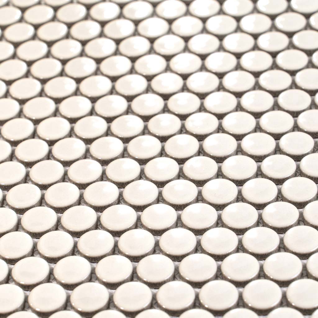 Ivory Beige 12x12 Glossy Penny Round Porcelain Mosaic Tile (10 pack, 9.87 sq ft/case)