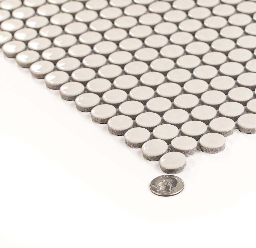 Ivory Beige 12x12 Glossy Penny Round Porcelain Mosaic Tile (10 pack, 9.87 sq ft/case)