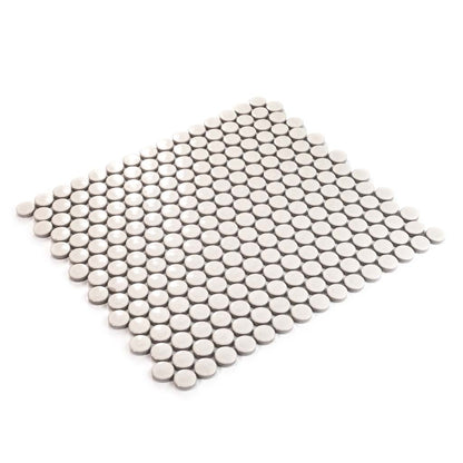 Ivory Beige 12x12 Glossy Penny Round Porcelain Mosaic Tile (10 pack, 9.87 sq ft/case) - Sample