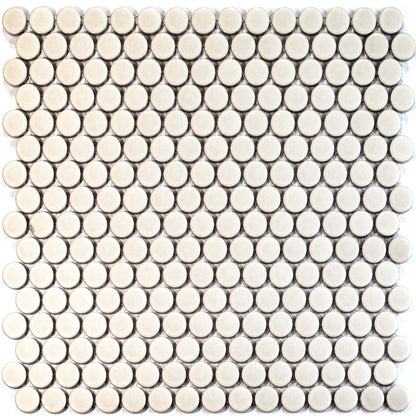 Ivory Beige 12x12 Glossy Penny Round Porcelain Mosaic Tile (10 pack, 9.87 sq ft/case)
