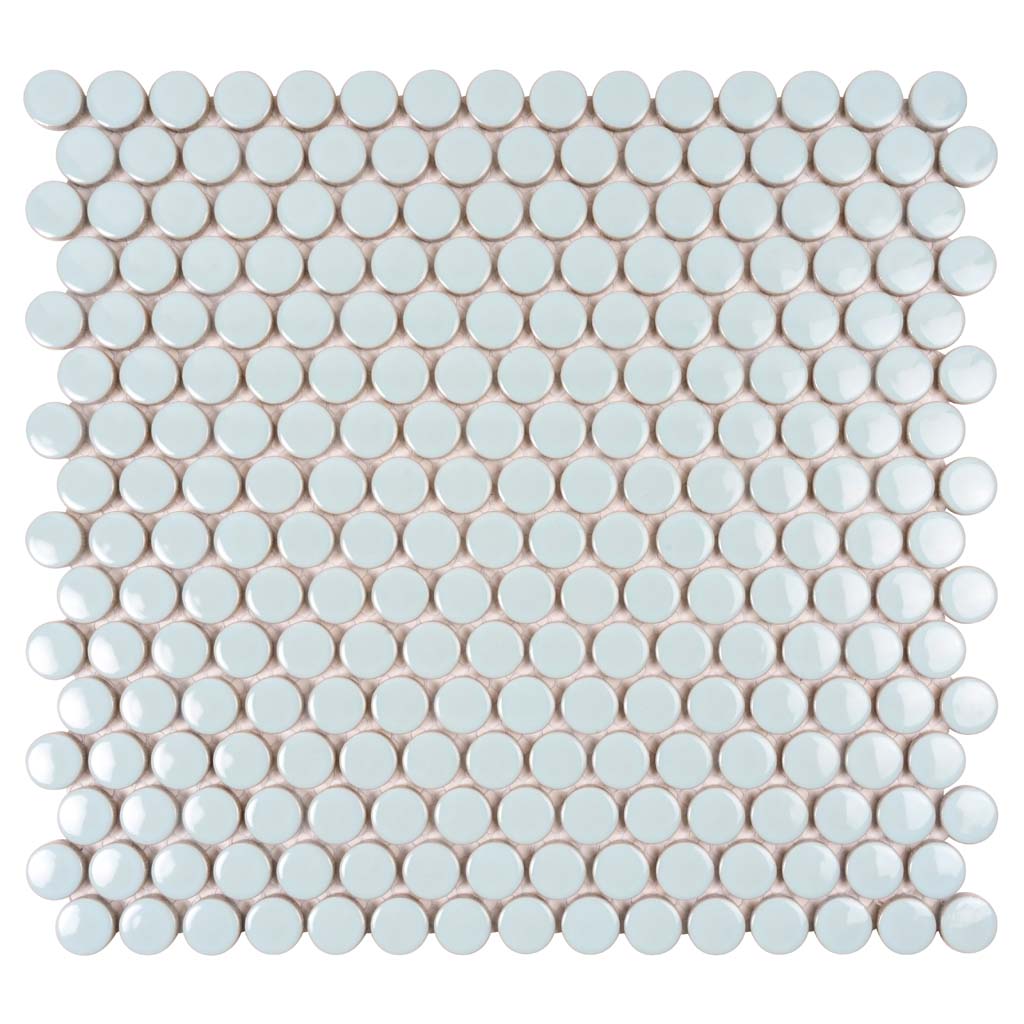 Light Turquoise 12x12 Glossy Penny Round Porcelain Mosaic Tile (10 pack, 9.87 sq ft/case)