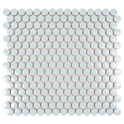 Light Turquoise 12x12 Glossy Penny Round Porcelain Mosaic Tile (10 pack, 9.87 sq ft/case)