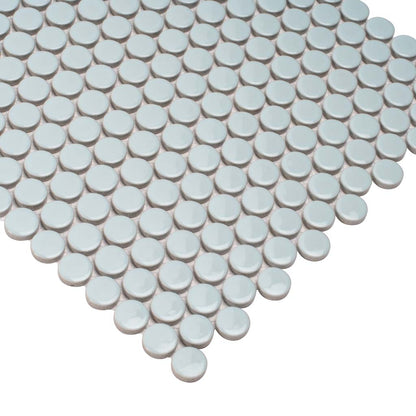 Light Turquoise 12x12 Glossy Penny Round Porcelain Mosaic Tile (10 pack, 9.87 sq ft/case)