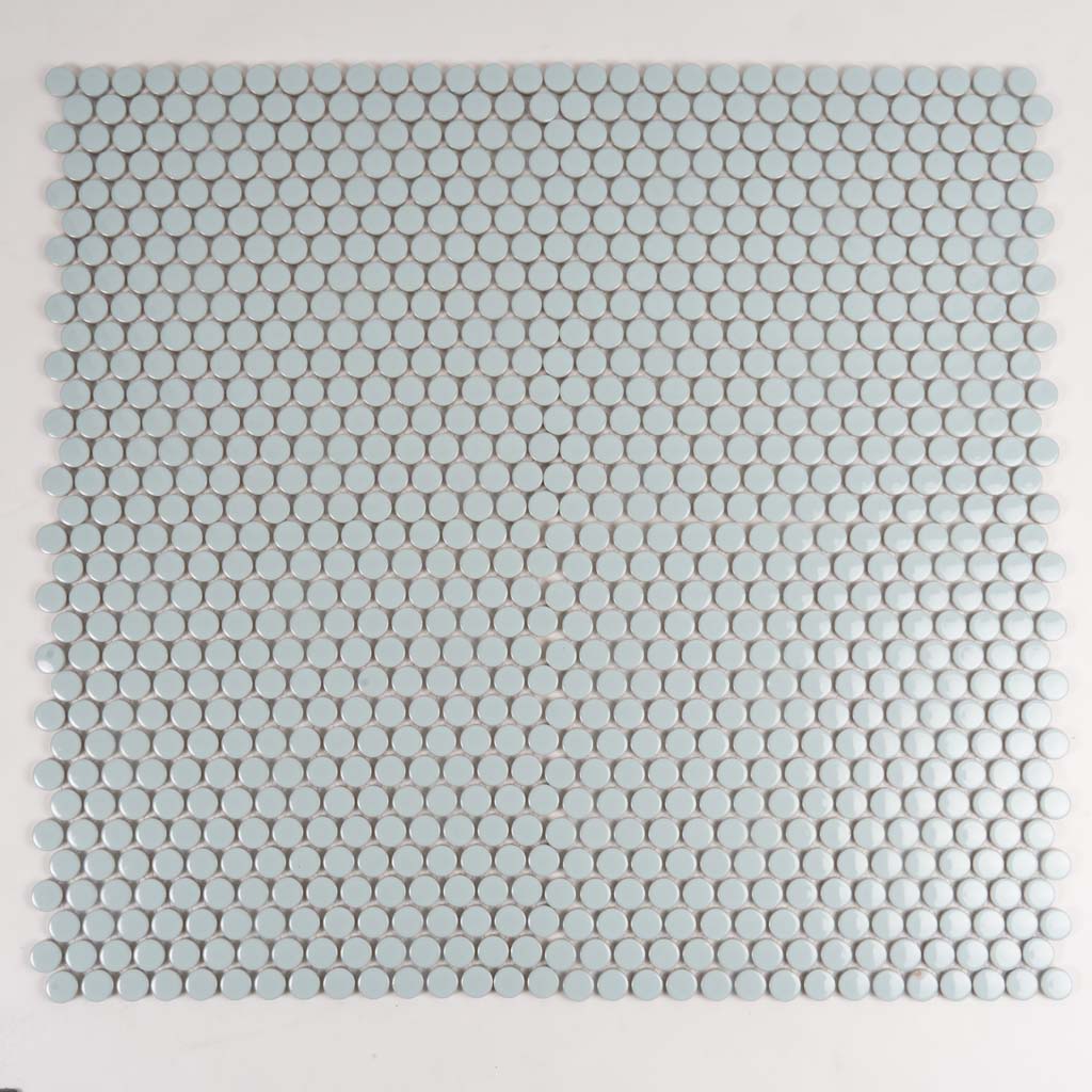 Light Turquoise 12x12 Glossy Penny Round Porcelain Mosaic Tile (10 pack, 9.87 sq ft/case)