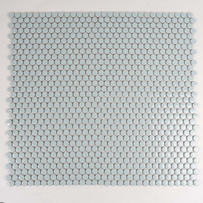 Light Turquoise 12x12 Glossy Penny Round Porcelain Mosaic Tile (10 pack, 9.87 sq ft/case) - Sample