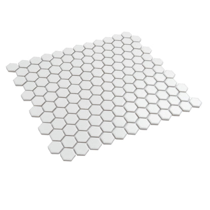 White 10x12 Matte Hexagon Porcelain Mosaic Tile (10 pack, 8.36 sq ft/case)