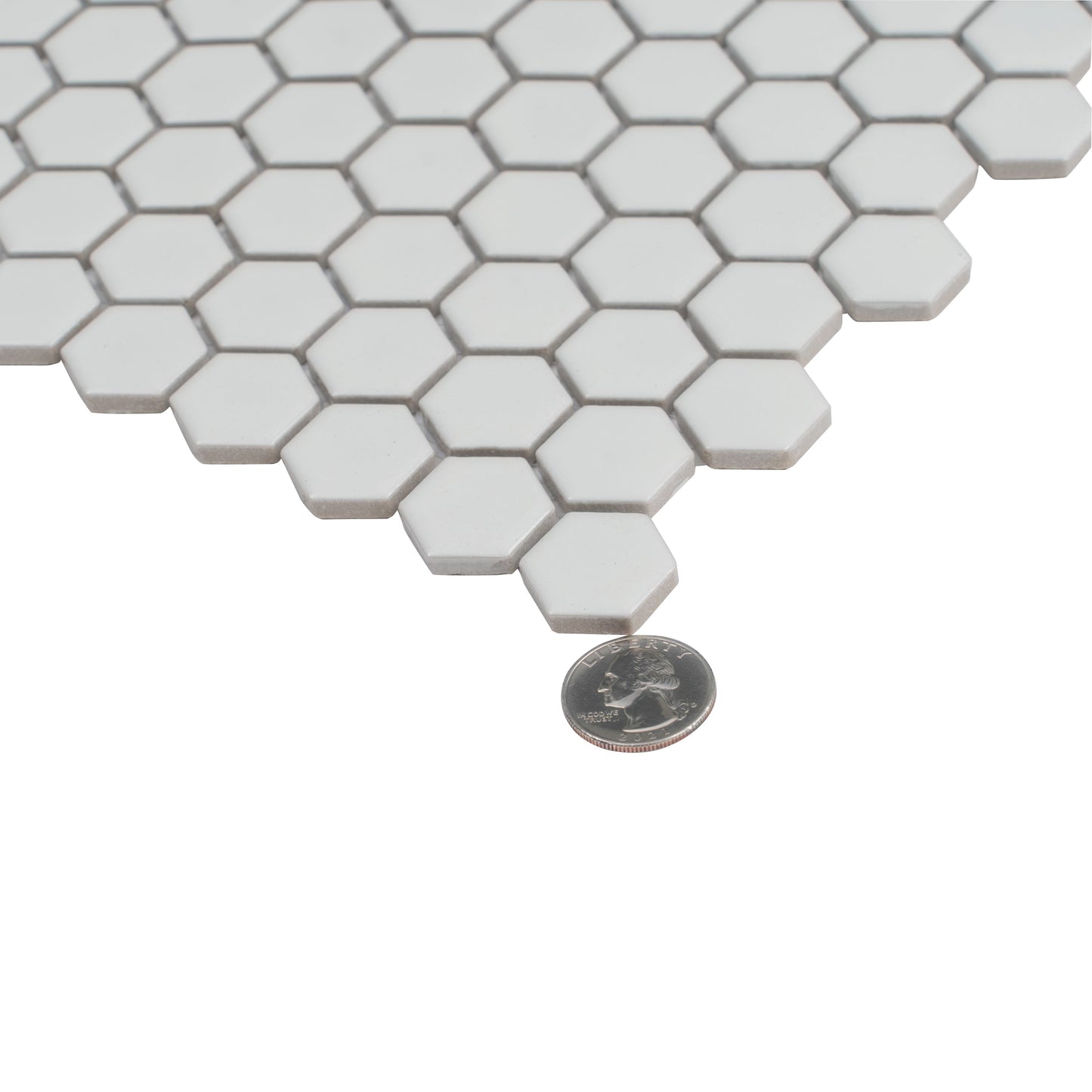 White 10x12 Matte Hexagon Porcelain Mosaic Tile (10 pack, 8.36 sq ft/case) - Sample