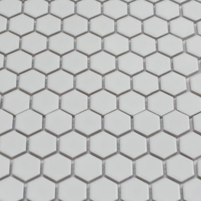 White 10x12 Matte Hexagon Porcelain Mosaic Tile (10 pack, 8.36 sq ft/case)