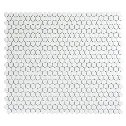 White 10x12 Matte Hexagon Porcelain Mosaic Tile (10 pack, 8.36 sq ft/case) - Sample