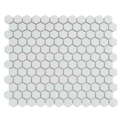 White 10x12 Matte Hexagon Porcelain Mosaic Tile (10 pack, 8.36 sq ft/case)