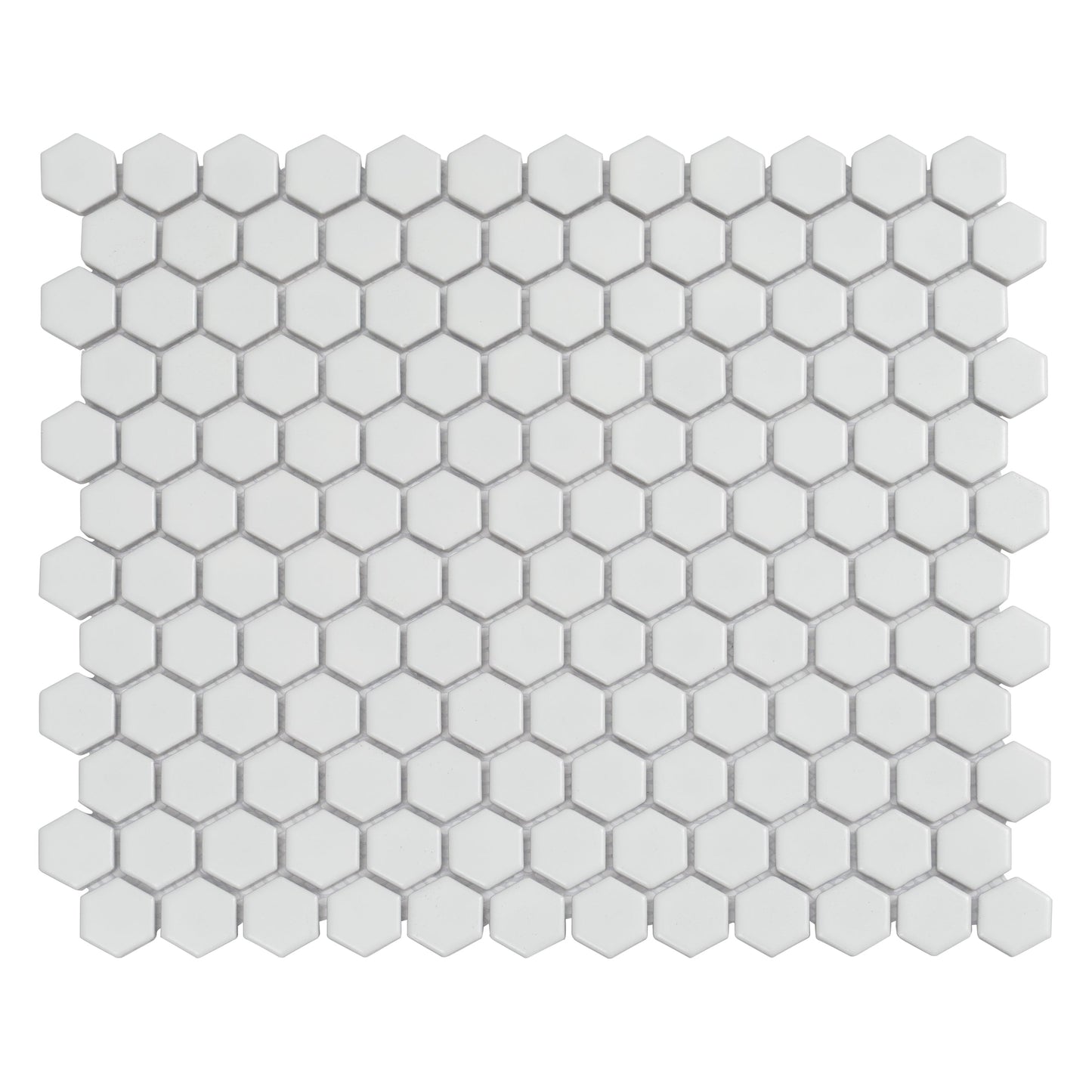 White 10x12 Matte Hexagon Porcelain Mosaic Tile (10 pack, 8.36 sq ft/case) - Sample