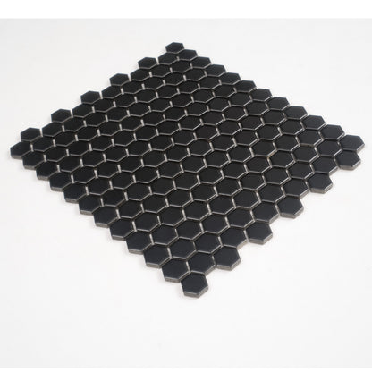 Black 10x12 Matte Hexagon Porcelain Mosaic Tile (10 pack, 8.36 sq ft/case)