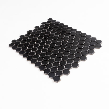Black 10x12 Matte Hexagon Porcelain Mosaic Tile (10 pack, 8.36 sq ft/case)