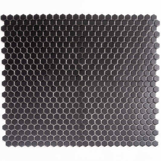 Black 10x12 Matte Hexagon Porcelain Mosaic Tile (10 pack, 8.36 sq ft/case)