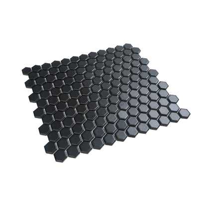 Black 10x12 Matte Hexagon Porcelain Mosaic Tile (10 pack, 8.36 sq ft/case) - Sample