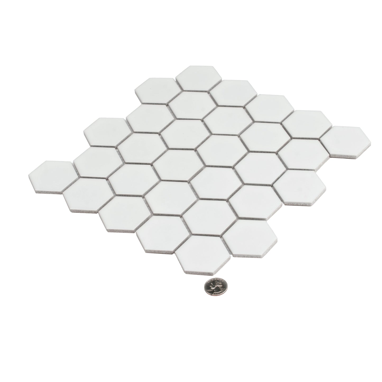 White 11x11 Matte Hexagon Porcelain Mosaic Tile (10 pack, 8.25 sq ft/case) - Sample
