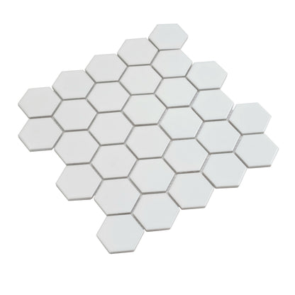 White 11x11 Matte Hexagon Porcelain Mosaic Tile (10 pack, 8.25 sq ft/case) - Sample