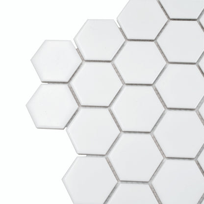 White 11x11 Matte Hexagon Porcelain Mosaic Tile (10 pack, 8.25 sq ft/case) - Sample