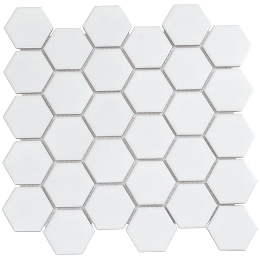 White 11x11 Matte Hexagon Porcelain Mosaic Tile (10 pack, 8.25 sq ft/case)